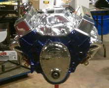 Blue and Chrome Engine